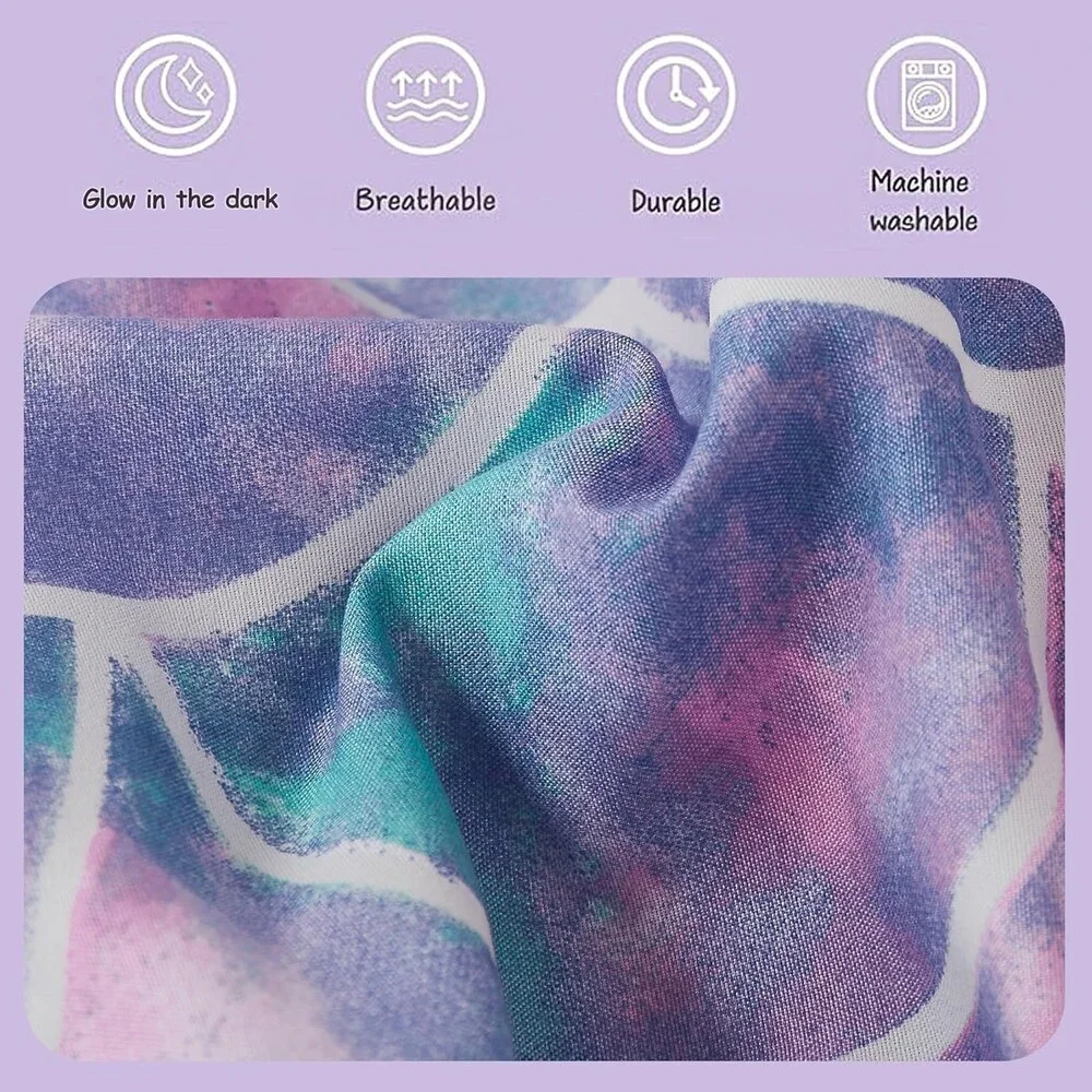 Twin Comforter Set for Girls-3 Pieces Glow in The Dark Bedding Set Mermaid